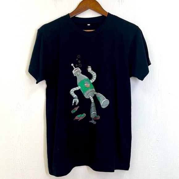 Futurama - Bender Drinking With Real Bottle Opener Black Short Sleeve T Shirt M - Picture 7 of 11
